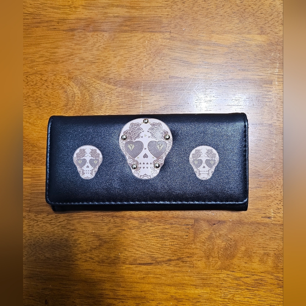 Black Wallet with Skull Design